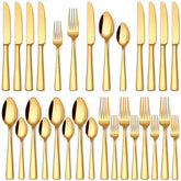 Stapava 20pcs gold silverware set with knives, forks, and spoons for family meals.