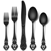Stapava 30pcs black silverware set with dinner knives for elegant daily meals