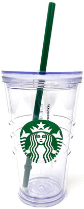 Starbucks 16oz plastic cold cup with straw ideal for iced drinks