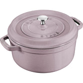 Staub lilac 4qt dutch oven with even heat for tender braises