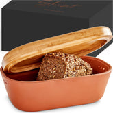 Steinzeit bread box in terracotta showing breathable design for preserving freshness