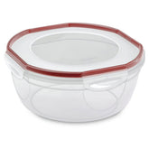 Sterilite Rocket Red Ultra Seal bowl with airtight lid and four latches for secure storage.