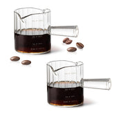 Steviieden 4 oz espresso cups with glass handle for precise two-shot servings.