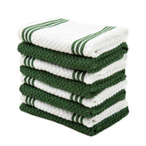 Sticky Toffee dishcloths set8 in dark green and white for absorbent kitchen drying.