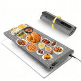 Sturdon extra-large warming mat on counter keeps multiple dishes hot