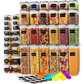 Stusgo 42-pack airtight containers stacked for organized pantry storage.