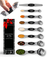 Styled Settings Stanless Steel magnetic spoons with leveler on counter for precise measurements