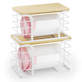 Stylstoreazy trash bag dispenser with bamboo top, large size for easy bag access