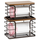 Stylstoreazy trash bag dispenser with large bamboo-top design for easy countertop access.