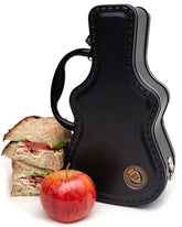 Suck UK guitar lunch box front view with playful retro design for kids' meals.