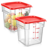 Suclain square 8qt clear container with red lids, two-pack.