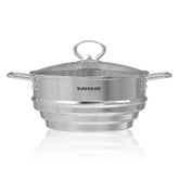 Sunhouse 5 Qt steamer insert for 8-inch pots delivers even steaming for crisp vegetables.