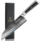 Sunnecko Santoku knife razor-sharp edge for precise slicing.