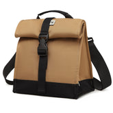 SUNNY BIRD insulated rolltop lunch bag in brown keeps meals fresh on the go.