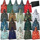 Sunnymove Christmas reusable tote bag 20-pack with festive prints for groceries.