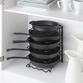 SunnyPoint metal heavy-duty rack shows vertical storage for pots and pans.
