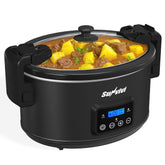 Sunvivi 8.5-quart slow cooker with digital timer ready for easy family meals.