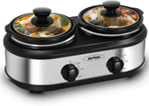 SUNVIVI dual-pot slow cooker with two zones for versatile meals.