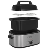 Sunvivi electric roaster exterior in silver, ideal for family-sized feasts.