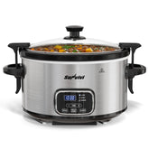 Sunvivi slow cooker with locking lid seals in moisture for even, flavorful meals.