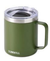 SUNWILL travel mug with olive handle for on the go hot coffee