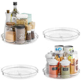 SuoXing 4-pack acrylic lazy Susan turntables for cabinet organization and easy access.