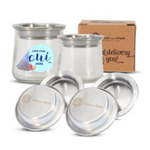 Super and Simple Oui Yogurt Lids in stainless steel seal tightly to keep contents fresh.