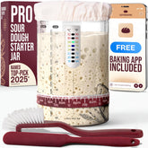 Superbaking sourdough starter jar wide-mouth shown for easy feeding and monitoring