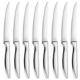 SuperCook 8-piece steak knife set blade close-up showing micro-serrated edge for long-lasting sharpness