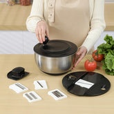 Supernal salad spinner in stainless steel with smooth rotary handle for quick drying