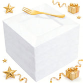 Supernal white dessert plates 6-inch with gold forks for elegant parties.