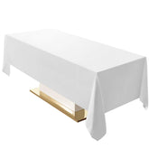 Surmente white rectangle tablecloth, 60x120, offers full coverage and elegant dining ambience