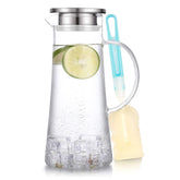 SUSTEAS glass pitcher with lid for hot and cold drinks, keeps beverages neatly covered.
