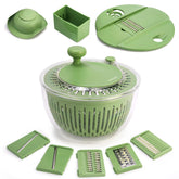 SUSTEAS Salad Spinner Large in action showing drying capacity for leafy greens