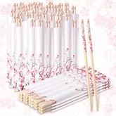Suttmin Cherry Blossom Chopsticks—50 pairs with blue sleeves for elegant weddings and takeout