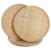 Suwimut bamboo woven basket tray 13-inch round for fruit and bread display