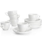 Sweese espresso cups with saucers on table for daily rituals.