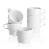Sweese porcelain espresso cups stack for easy storage and space saving.