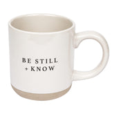 Sweet Water Decor Be Still and Know mug, front view with scripture design for daily inspiration.