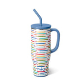 Swig Life 30oz Mega Mug with handle and straw keeps beverages cold up to 24 hours.
