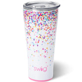 Swig Life 32oz tumbler with lid in glitter confetti keeps drinks cold.