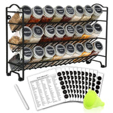 SWOMMOLY spice rack 3-tier assembly shows compact storage and organized jars.