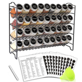 SWOMMOLY spice rack with 36 jars for organized cooking on the counter.