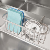 SWTYMIKI sponge holder over sink shows easy hanging installation to save counter space.
