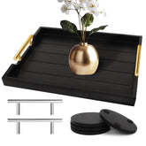 SXNOWS coffee table tray with large black handles for easy serving.