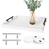 SXNOWS coffee table tray with large white wood handles ideal for serving