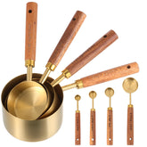 SynHHnergyx gold stainless steel measuring cups showing 1-cup size for precise portioning.