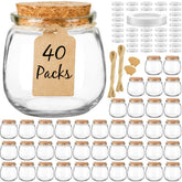Syntic 40-pack glass jars with cork lids, front view for gifts