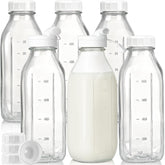 Syntic liter glass milk bottle with airtight lid preserves freshness and prevents leaks.