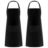 Syntus 2-pack bib apron front view with durable cotton and black finish